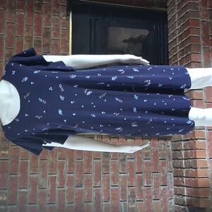 CeCe Navy Blue Dress with Subtle Texture